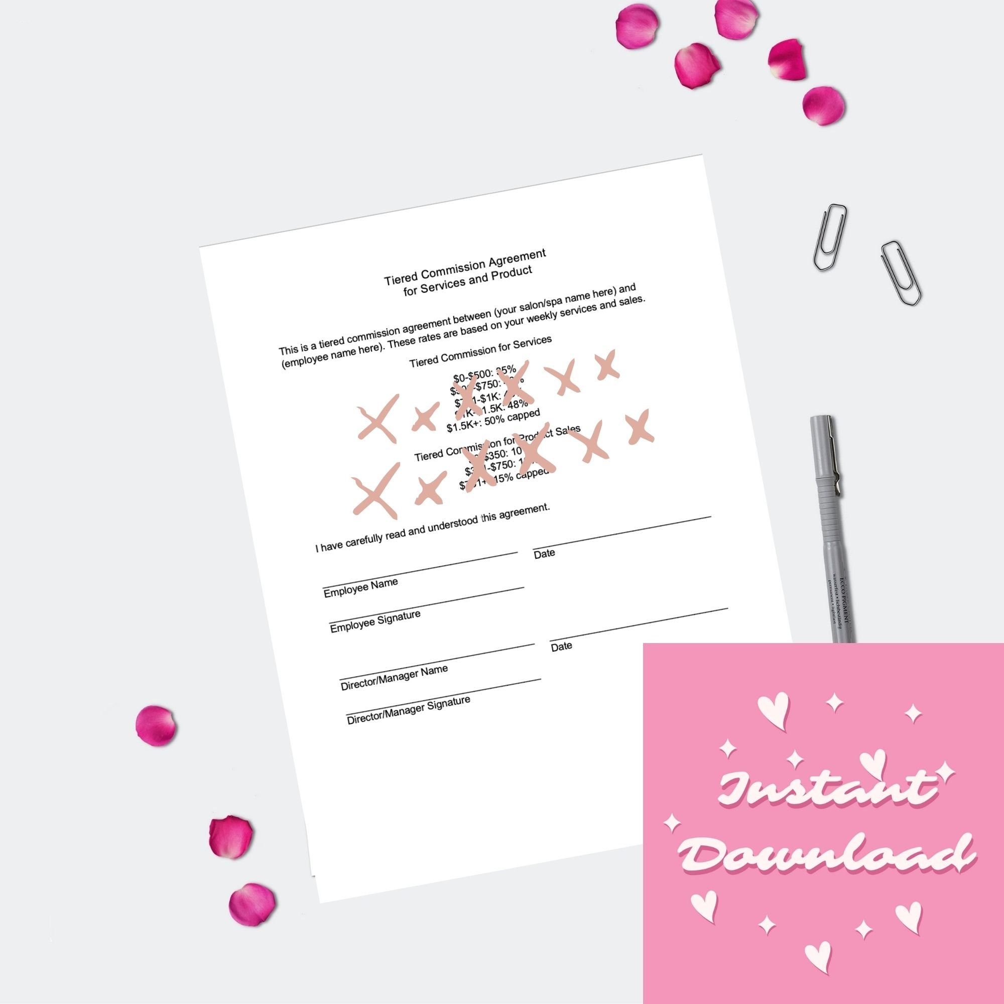 Tiered Commission Contract for Salon/spa Services and Product Sales - Etsy
