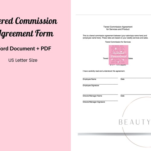 Tiered Commission Contract for Salon/spa Services and Product - Etsy