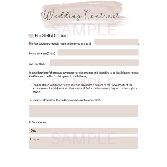 Hair and Makeup Bridal Contract for Wedding/bridal - Etsy Hair and Makeup Bridal Contract for Wedding/bridal - Etsy