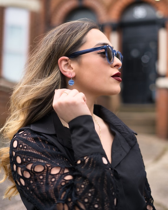 Christmas Gifts Ideas, Sunglasses Mazzucchelli Cellulose Acetate, Italian  Sunglasses, Round Shaped Blue Sunglasses, Vegan Gift