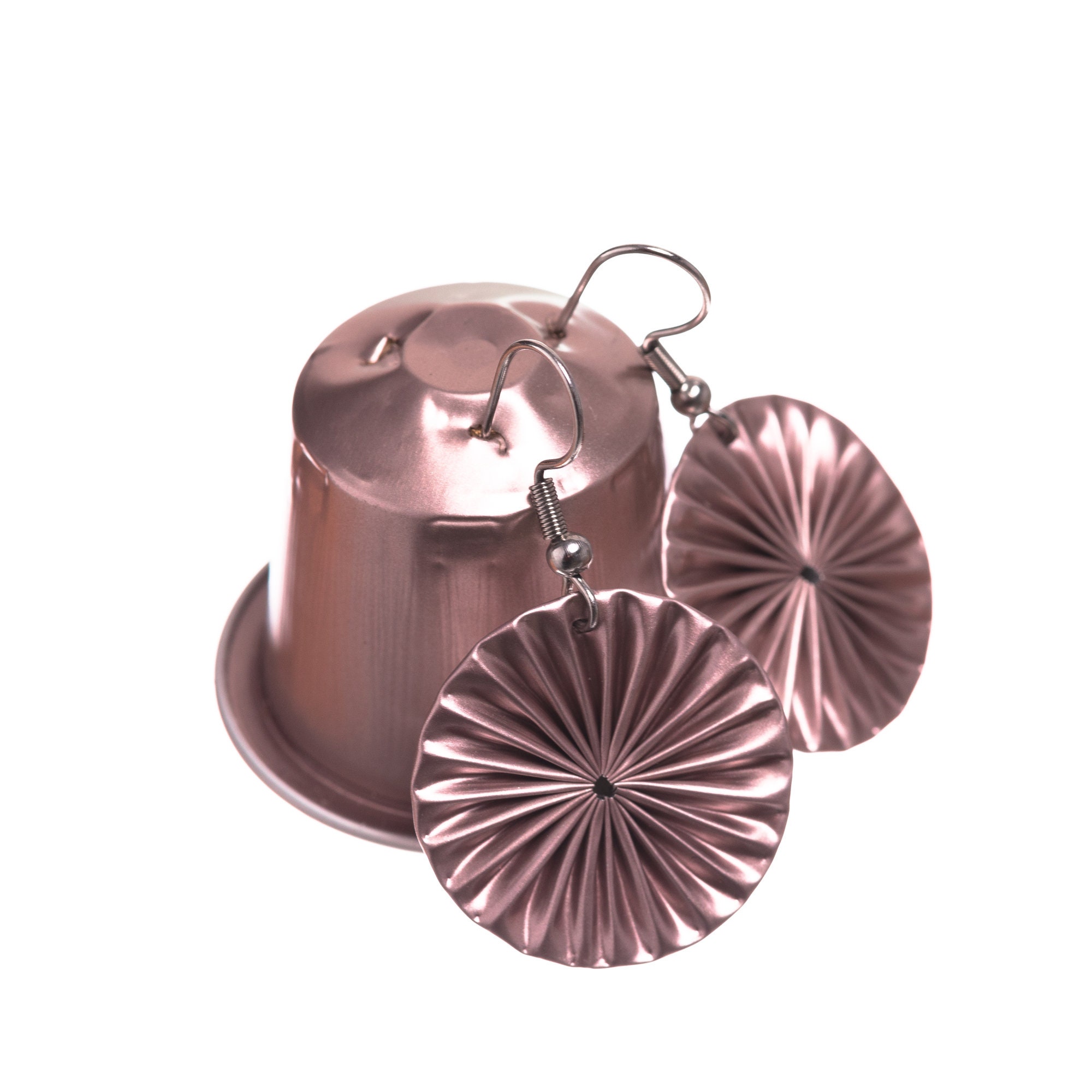 Custom Made Coffee Pods Earrings Upcycled Jewelry Round Hook Etsy UK