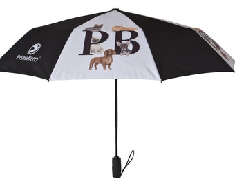 Christmas Gift Ideas, Travel Umbrella, Dog Mum Gift, Waterproof Black & White Umbrella, Auto Open Windproof Dogs Design Foldable Umbrella