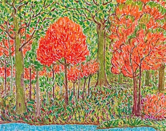 Autumn Oil Painting Forest Oil Painting Fall Oil Painting Forest Artwork Mini Canvas Painting Affordable Wall Art Livingroom Wall Art