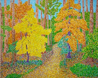 Fall Oil Painting Forest Picture Forest Oil Painting Fall Tree Painting Fall Artwork Guest Room Art Master Bedroom Decor Livingroom Wall Art