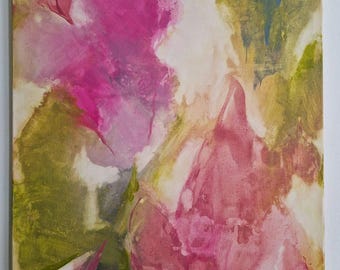 60 x 80 cm, Pintura acrílica original sobre lienzo, Abstracto: "Abril - Despertar de la primavera" (sin enmarcar)