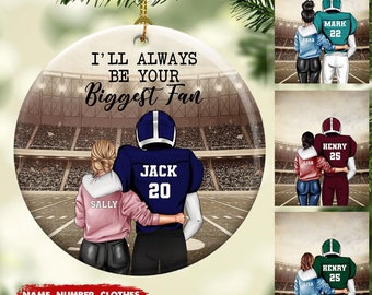 I'll Always Be Your Biggest Fan, Personalized Ornament, Football Mom, Gift For Son, Brother, Grandson, Boyfriend, Football Lover Gifts