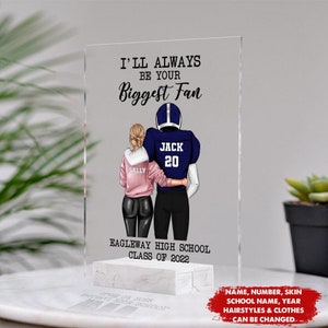 I'll Always Be Your Biggest Fan - Personalized Acrylic Plaque - Gifts For Couple, Football Mom - American Football Player - Graduation Gifts