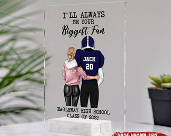 I'll Always Be Your Biggest Fan - Personalized Acrylic Plaque - Gifts For Couple, Football Mom - American Football Player - Graduation Gifts