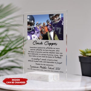 Customized Football Coach Acrylic Plaque, Personalized Football Coach Gifts, Coach Definition, End of Season Gift, Coach Retirement Gift.