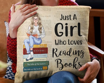 Personalized Pillow, Personalized Book Lover Gift, Gift For Reading Lover, Librarian, Book Girl, Bookish Gift, Bookworm Gift, Reader Gift