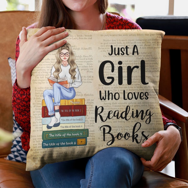 Personalized Pillow, Personalized Book Lover Gift, Gift For Reading Lover, Librarian, Book Girl, Bookish Gift, Bookworm Gift, Reader Gift