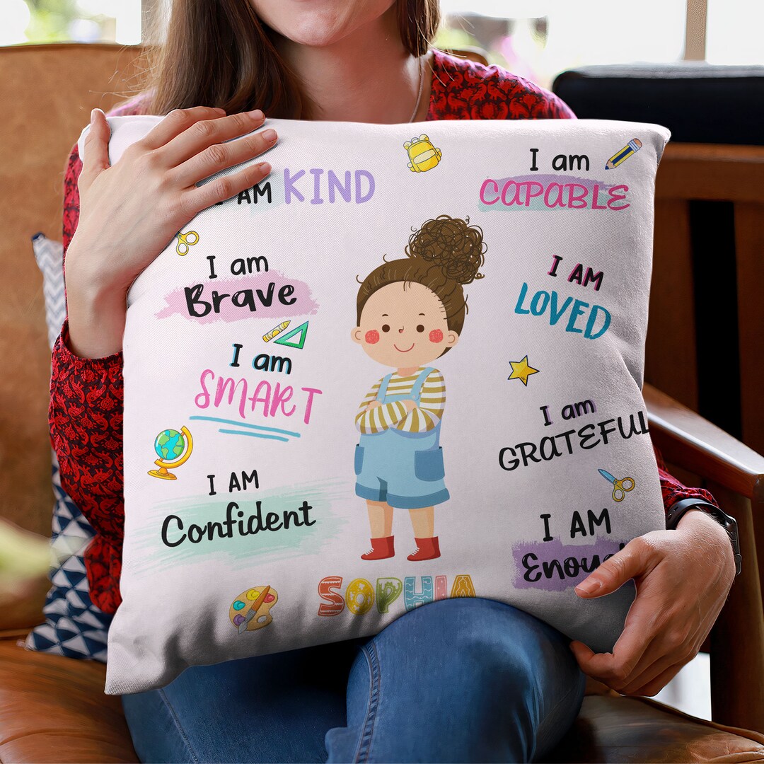Custom Kids Pillow, Personalized Kids Affirmations Pillow, Back to