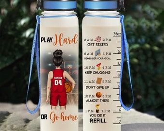 Customized Basketball Player Water Bottle, Personalized Basketball Lover Gift, Gift For Daughter, Sister, Friend, Granddaughter.