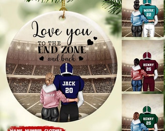 Love You To The End Zone And Back - Personalized Ornament - Christmas Gift For Couple- Football Mom - American Football Lovers