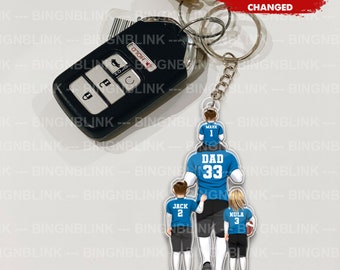 Custom Keychain, Personalized Dad Gift, Father's Day Gift For Dad, Grandpa, Gift for  Football Dad, Football Lover, Football Player Gifts