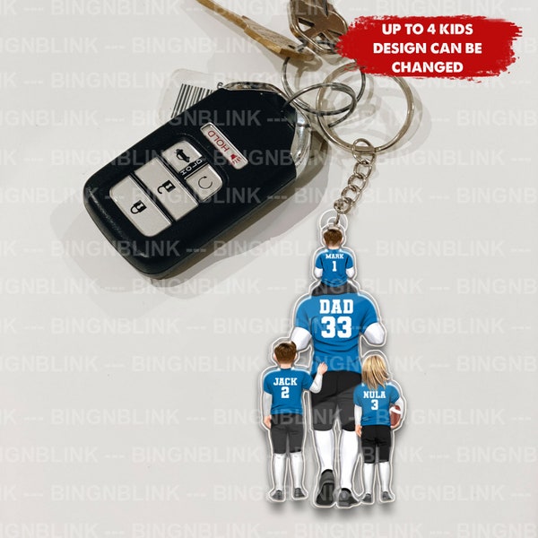 Custom Keychain, Personalized Dad Gift, Father's Day Gift For Dad, Grandpa, Gift for  Football Dad, Football Lover, Football Player Gifts