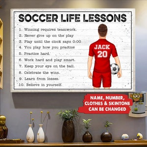 Soccer Life Lessons, Customized Soccer Player Poster, Personalized Soccer Lover Gift, Soccer Mom, Gift For Boyfriend, Son, Grandson, Friends