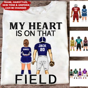 My Heart Is On That Field -  Personalized Football Cheer  Shirt - Cheer Mom Shirt- Football Mom Shirt - Football Cheer Mom Gift