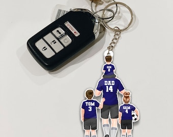 Custom Keychain, Personalized Dad Gift, Birthday, Fathers Day Gift For Dad, Grandpa, Gift for Soccer Dad, Soccer Lover, Soccer Player