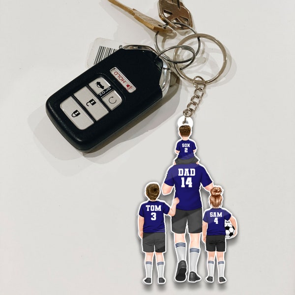 Personalisierte Schlüsselanhänger, personalisierte Papa Geschenk, Geburtstag, Vatertagsgeschenk für Papa, Opa, Geschenk für Fußball-Vater, Fußball-Liebhaber, Fußball-Spieler