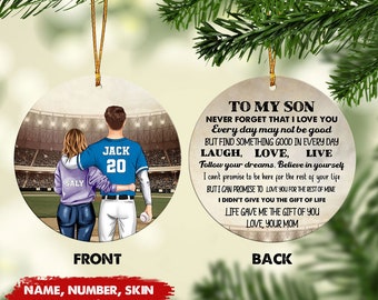 To My Son - Personalized Ornament - Christmas Gift For Baseball Mom - Baseball Lovers