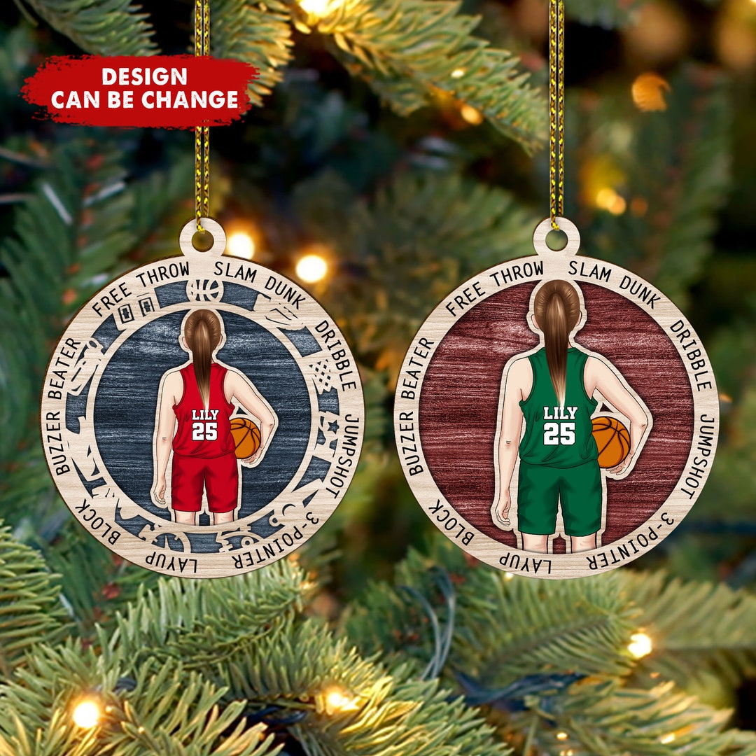 Customized Basketball Player 2 Layers Wooden Ornament, Personalized