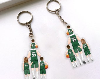 Llavero personalizado, Regalo personalizado para papá, Cumpleaños, Día del Padre, Regalo de Navidad para jugador de baloncesto, Amantes del baloncesto,