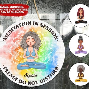 Meditation In Session Please Do Not Disturb Sign, Chakra Wood Sign, Personalized Wooden Sign, Birthday, Christmas, Valentine's Day Gifts