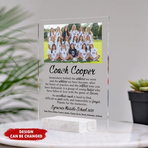 Customized Soccer Coach Acrylic Plaque, Personalized Soccer Coach Gifts, Coach Definition, End of Season Gift, Coach Retirement Gift image 1