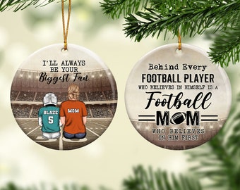 Behind Every Football Player, Personalized Ornament, Christmas Gift For Football Player, Football Mom, Football Gift, Christmas Gift For Son