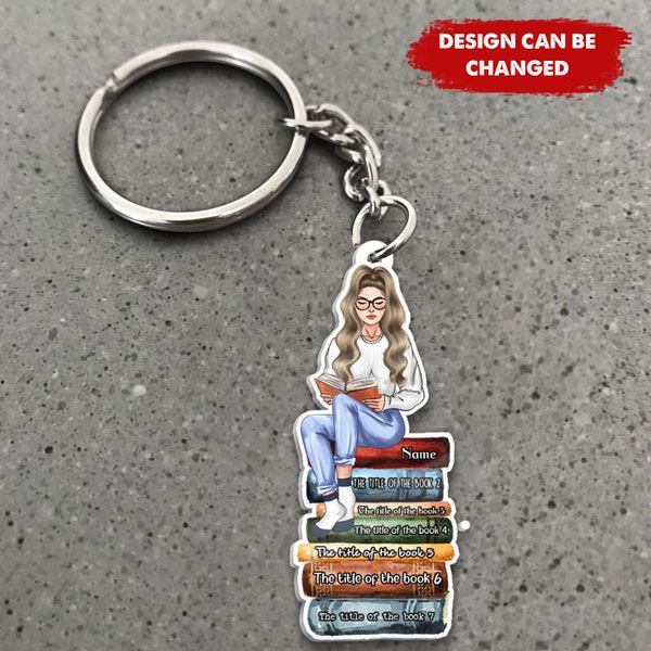 Personalized Book Lover Gift, Custom Girl Reading Book Keychain, Gift For Reading Lover, Librarian, Bookish Gift, Bookworm Gift, Reader Gift