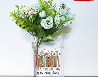 Personalized Books Acrylic Vase for Flowers, Book Shaped Flower Vase, Gift For Book Lover, Reading Lover, Librarian, Bookish, Booktrovert