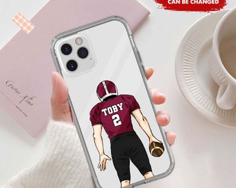 Customized Football Player Phone Case, Personalized American Football Lover Gift, Gift For Son, Boyfriend, Brother, Friends