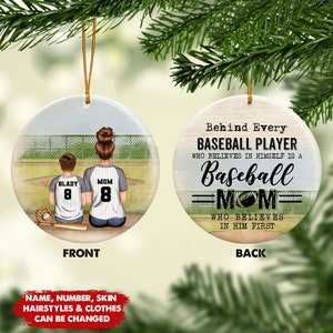 Behind Every Baseball Player - Personalized Ornament, Christmas gift Gift For Baseball Player, Baseball Mom, Baseball Team Gift