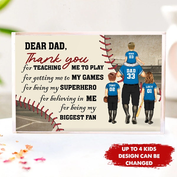 Customized Acrylic Plaque, Personalized Dad Gift, Father's Day Gift For Dad, Grandpa, Gift for Baseball Dad, Baseball Lover, Baseball Gift