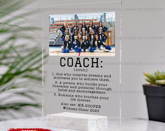Plaque acrylique personnalisée d’entraîneur d’équipe de Cheerleaders, cadeaux personnalisés d’entraîneur de pom-pom girls, définition d’entraîneur, cadeau de fin de saison, cadeau de retraite d’entraîneur