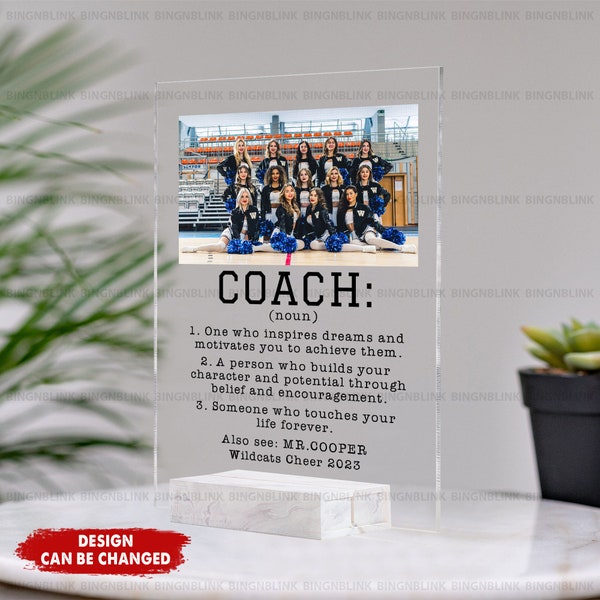 Customized Cheer Team Coach Acrylic Plaque, Customized Cheerleaders Coach Gifts, Coach Definition, End of Season Gift, Coach Retirement Gift