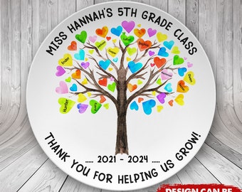 Personalized Teacher Plate,  Teacher Appreciation Gift, End of School Year, Back to School, Thank You Gift from Class or Student, Class Tree