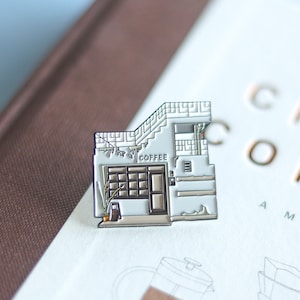 Seoul Cafe Enamel Pin, Coffee Soft Enamel Pin, Cozy Cafe Badge, Barista Enamel Pin, South Korea Travel Pin, 1.25 inch Pin