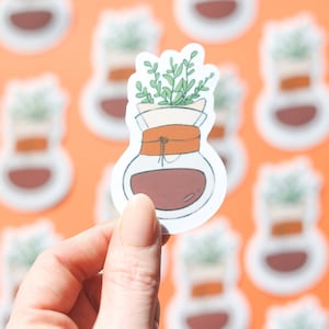 Chemex Coffee Sticker, Coffee Plant Sticker, Coffee Lovers, Plant Parent, Barista Sticker, Caffeine Addict,  Pour over, Drip Coffee Sticker