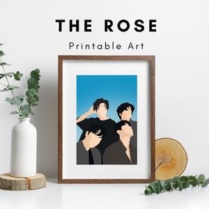 El arte imprimible de la rosa, el arte de la pared de la rosa, el regalo de la rosa negra, OT4 La impresión de la rosa, la impresión de Fanart de las rosas, la obra de arte mínima descargable de la rosa,