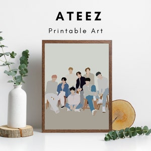 ATEEZ Printable Art, Ateez Wall Art, Atiny gift, OT8, ot8 Ateez Print, Ateez Downloadable Artwork, ATINY Fanart print, Minimal Ateez Poster