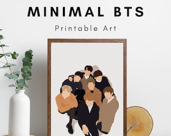BTS Minimal Art, BTS Fall Aesthetic Print, Bangtan Downloadable Print, BTS Army Gift, Ot7 Printable Design, Bts Wall Art Decor, K-pop Poster