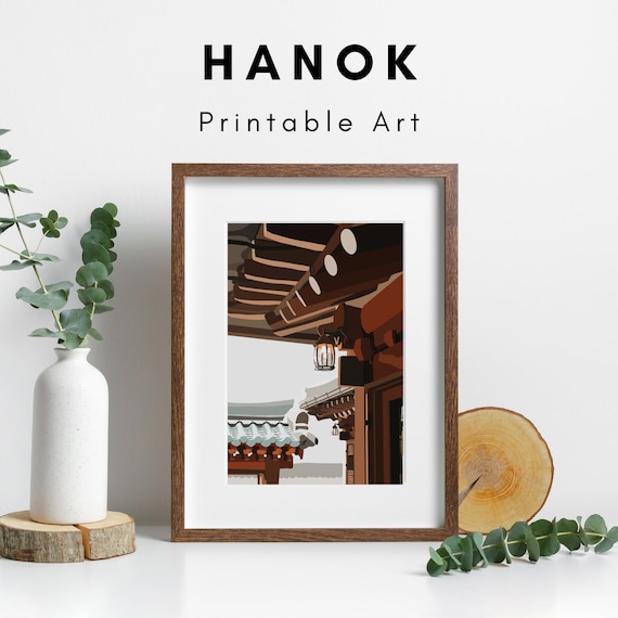 Hanok Wall Art, Korean Printable Art, Seoul Artwork, Korean Digital Download, Downloadable Artwork, Hanok Village, Korean Traditional Art