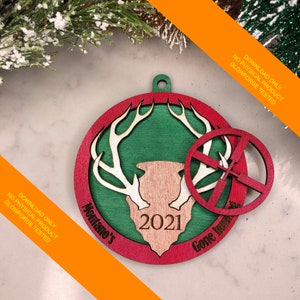 Instant Digital Download 2021, Gone Hunting Two Layer SVG Cut File, With Spot to add Name.