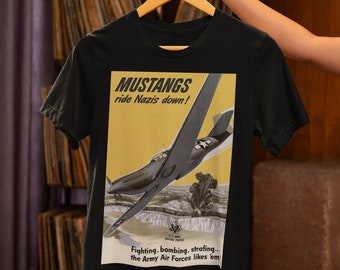 Vintage Mustang Planes WW2 Unisex T-Shirt - Classic Aviation Tee - Gift for History Buffs