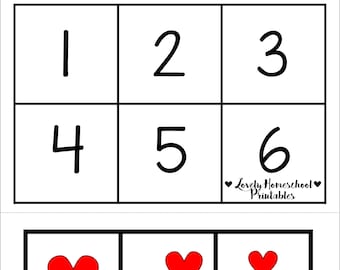 Heart Count, Cut & Glue 1-6, Valentine&#39;s Math Activity, Preschool Math Game, Preschool Math Printable, Numeral Recognition, Number Matching