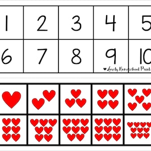 Heart Count Cut & Glue 1-10, Valentine&#39;s Math Activity, Preschool Math Games, Preschool Math Printable, Numeral Recognition, Number Matching
