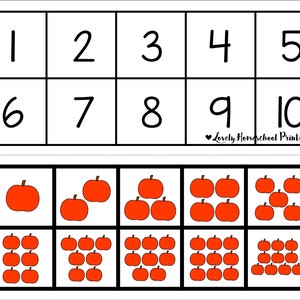 Pumpkin Count, Cut & Glue 1-10, Preschool Math Printable, Homeschool Math Printable, Numeral Recognition, Number Matching