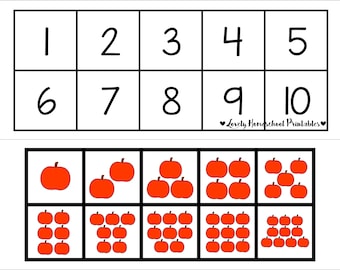 Pumpkin Count, Cut & Glue 1-10, Preschool Math Printable, Homeschool Math Printable, Numeral Recognition, Number Matching